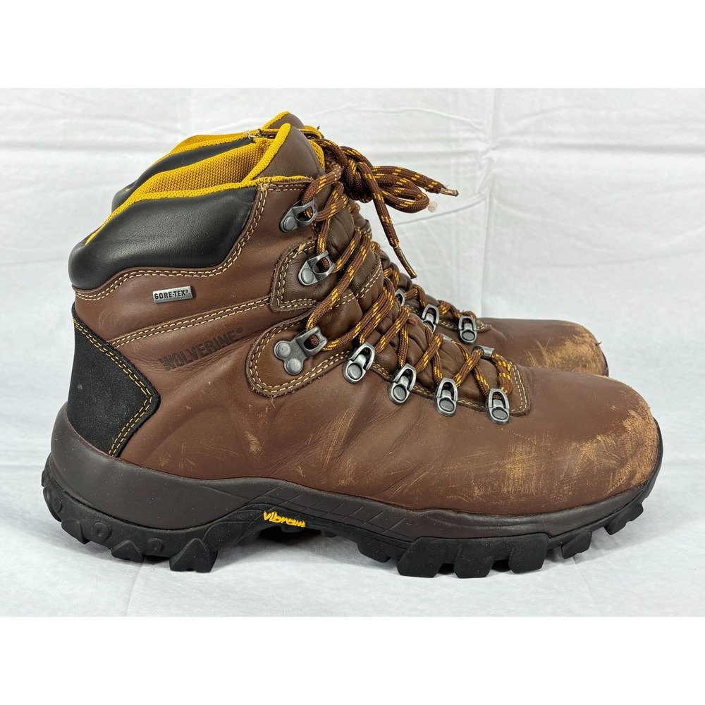 Wolverine Fulcrum Hiking Boots Brown Leather Lace Up Gore-Tex Vibram Sole 11.5EW
